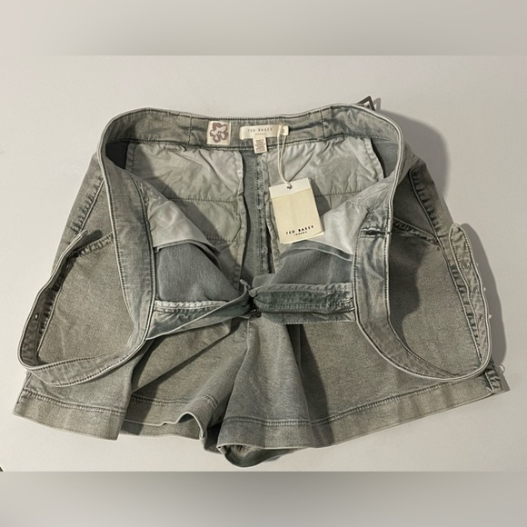 Ted Baker Malin Tailored Denim Shorts Wrap buckle waist pleated 32 - Picture 2 of 11